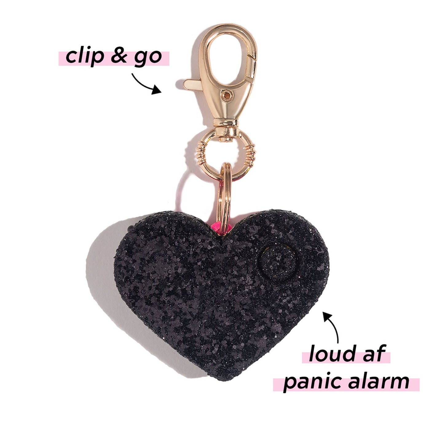 BLINGSTING - Safety Alarm | Black Glitter Heart