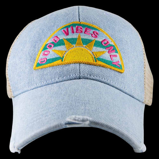 Good Vibes Only Denim Patch Hat