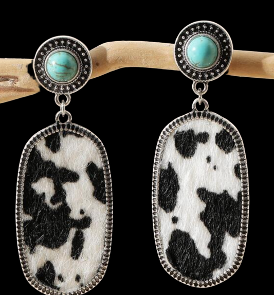 Turquoise Cow Earrings