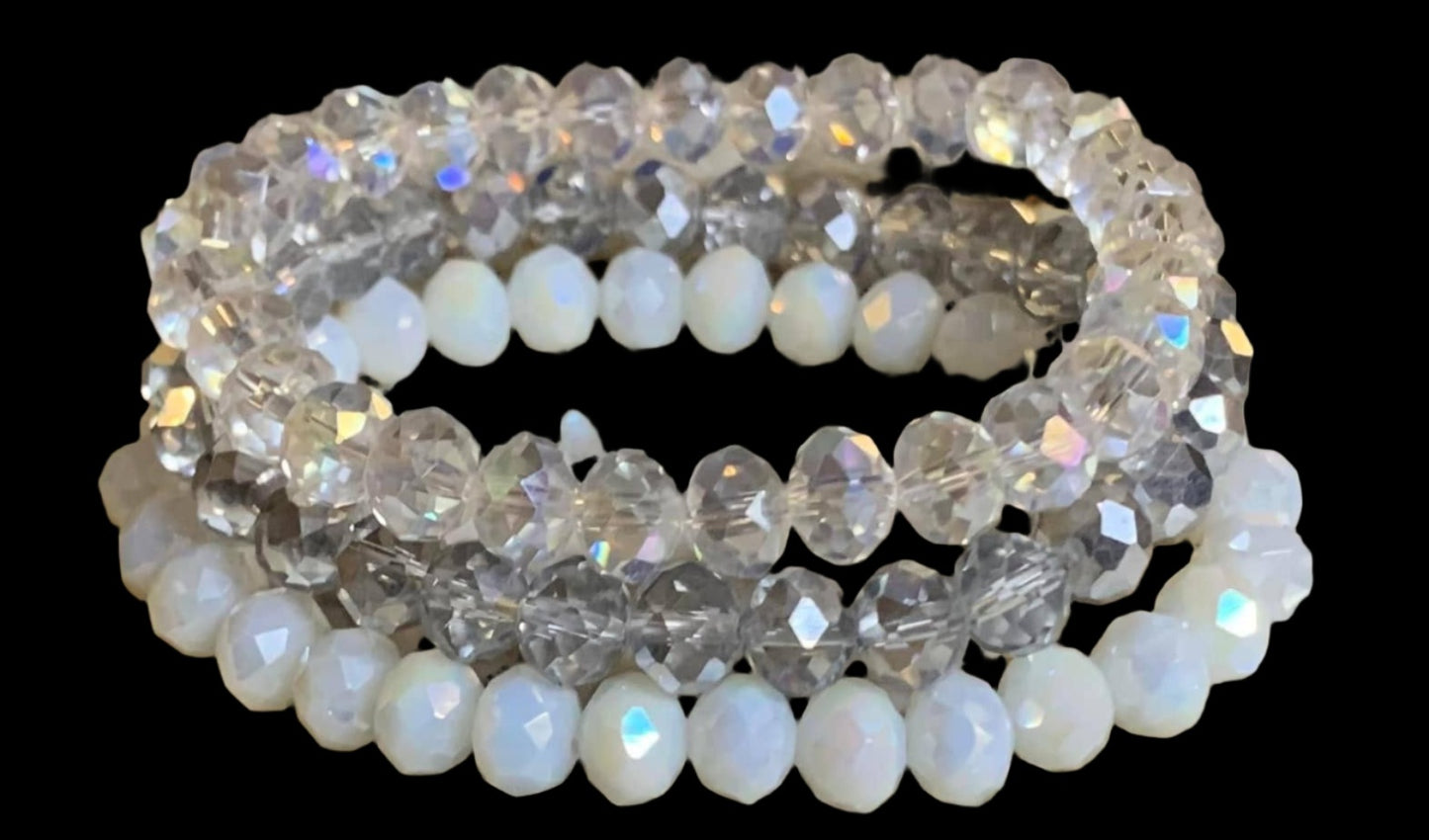 3pc Bracelet Set ~ Clear Glass