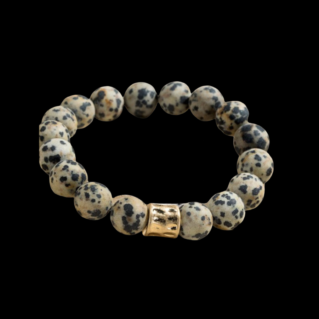 Hand Crafted Natural Stone Stretch Bracelets ~ Dalmatian