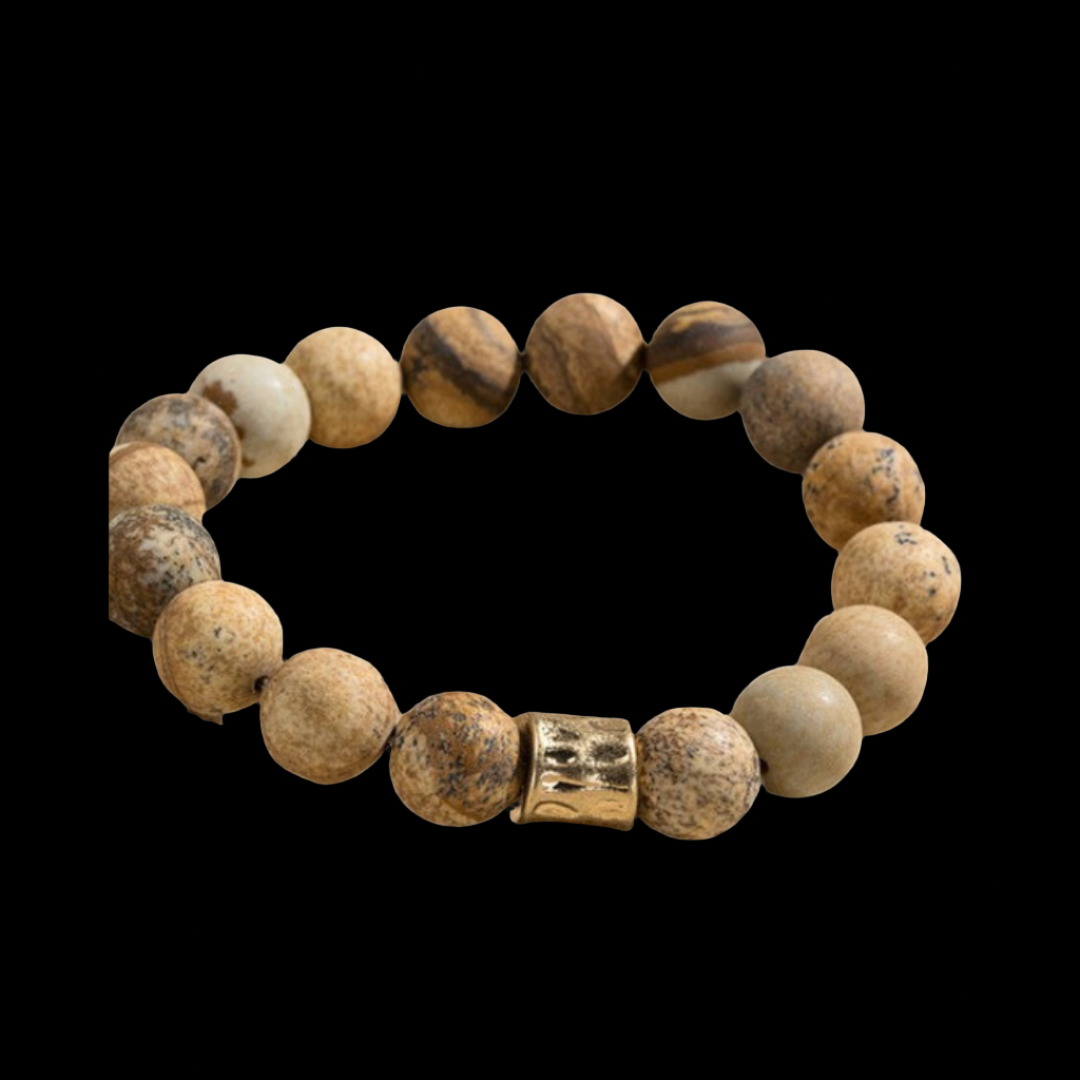 Hand Crafted Natural Stone Stretch Bracelets ~ Tan