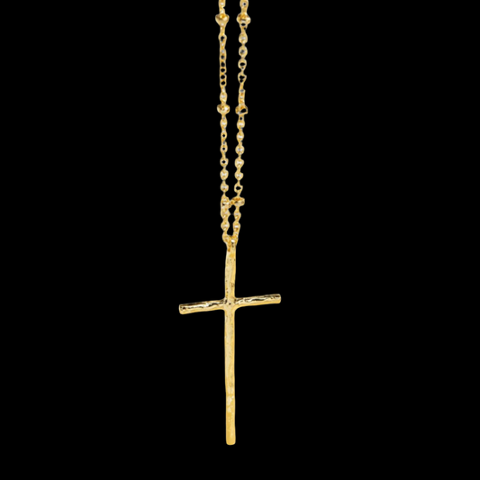 Hammered Metal Cross Necklace