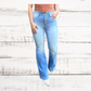 KanCan Ultra High Rise Detailed Waistband Stretchy Flares with Button Fly