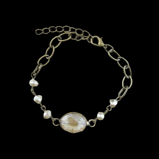 Hand Crafted Natural Stone Bracelet w/ Oval Stone