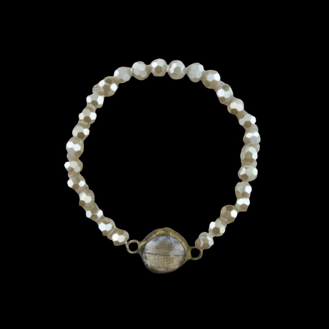 Hand Crafted Simple Round Stone Stretchy Bracelet