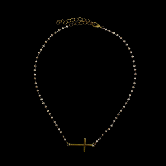 Dainty Sideway Cross Choker Necklace