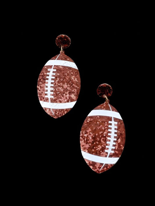 Glitter Football Dangle Earrings